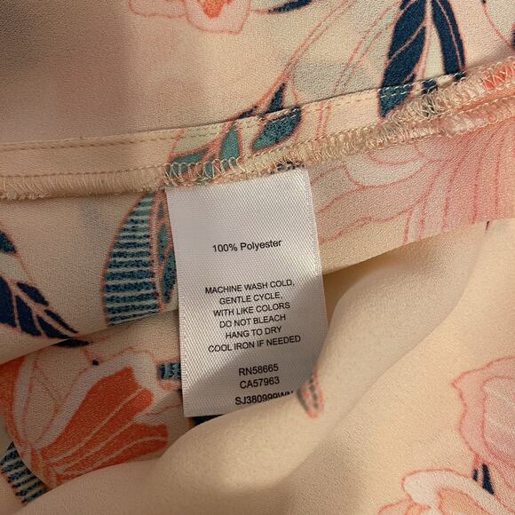 Sejour 3X Pink Sheer Floral Blouse Scoop Neck 3/4 Sleeve Church Work Teacher - Picture 5 of 10